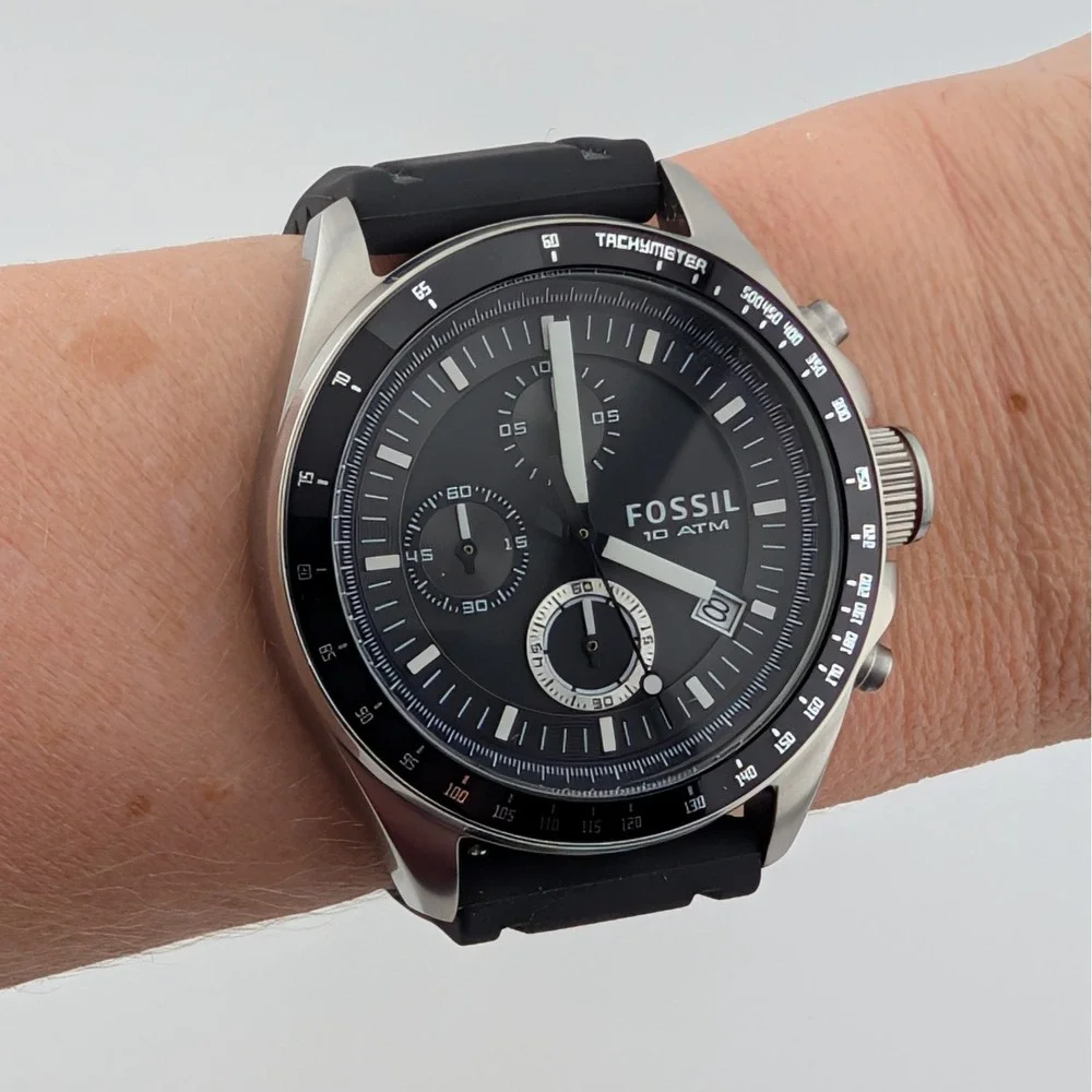 Fossil Decker CH25731E Men's Chronograph Black Dial Tachymeter 44mm Watch